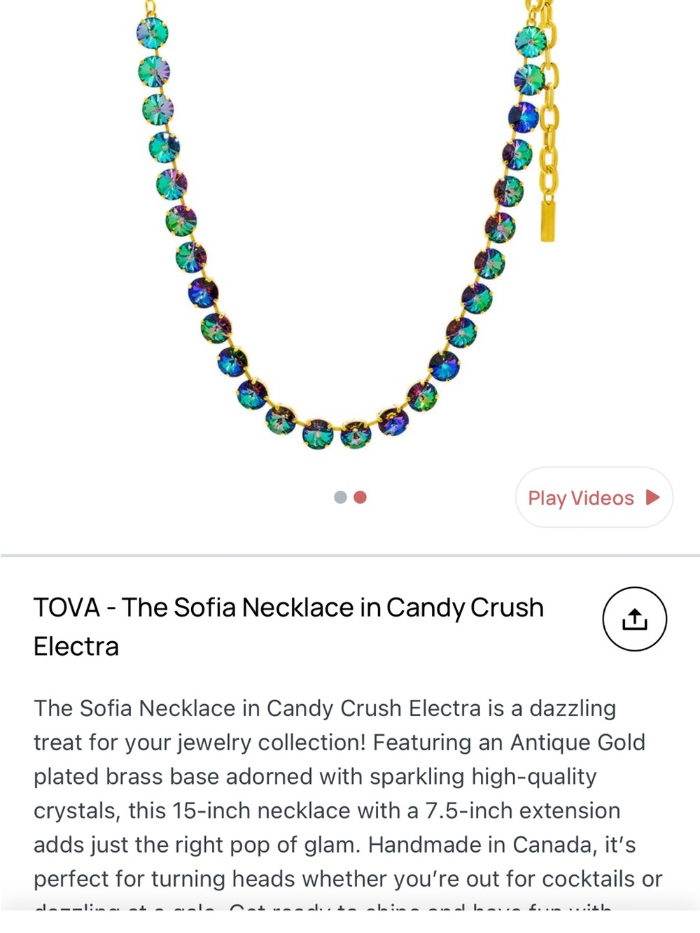 TOVA - Sofia Necklace in Candy Crush Electra